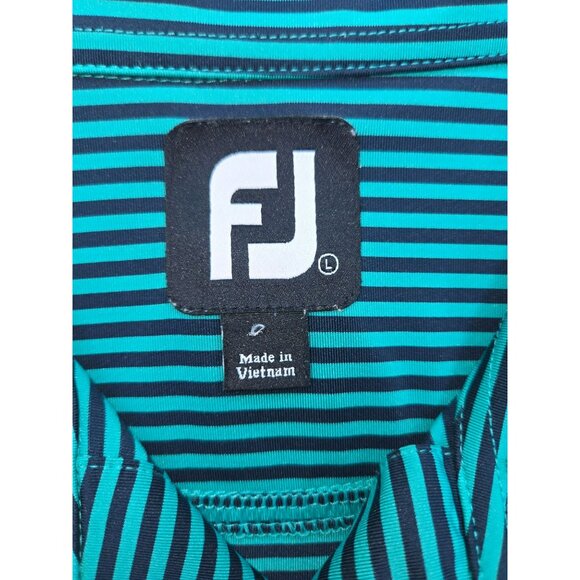FOOTJOY FJ Men's Green Striped Lisle Golf Polo Large - Picture 5 of 8